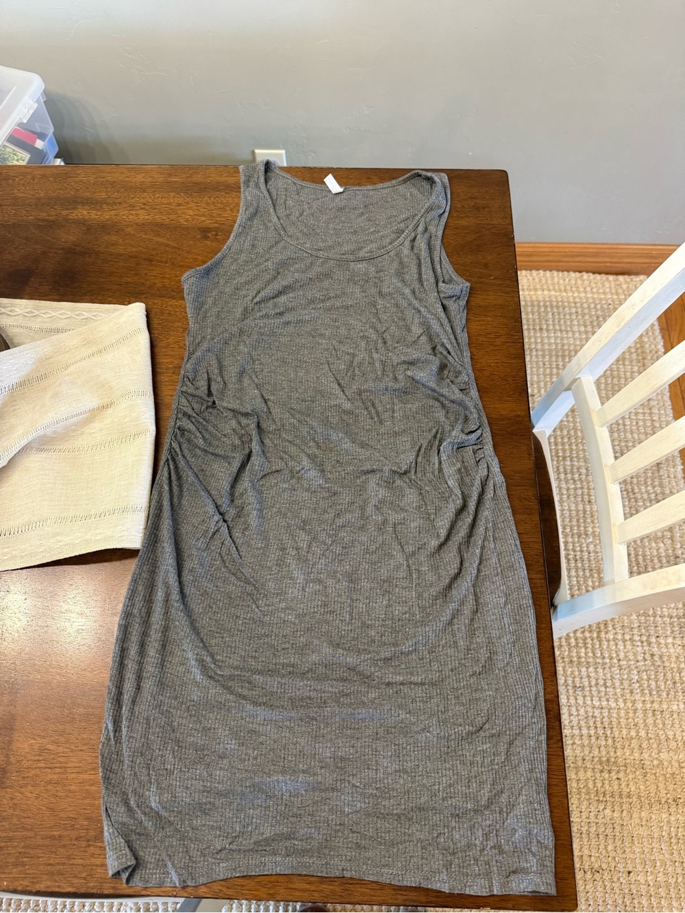 PinkBlush Sleeveless Gray Ribbed Tank Dress